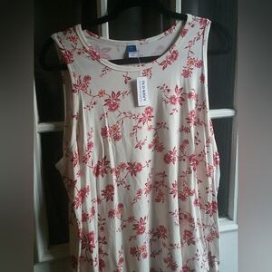 Old Navy Women's Tank Top - Cream with Red Floral
